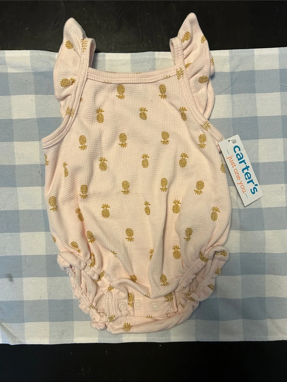 Carter's Light Pink Waffle Knit Pineapple Romper
